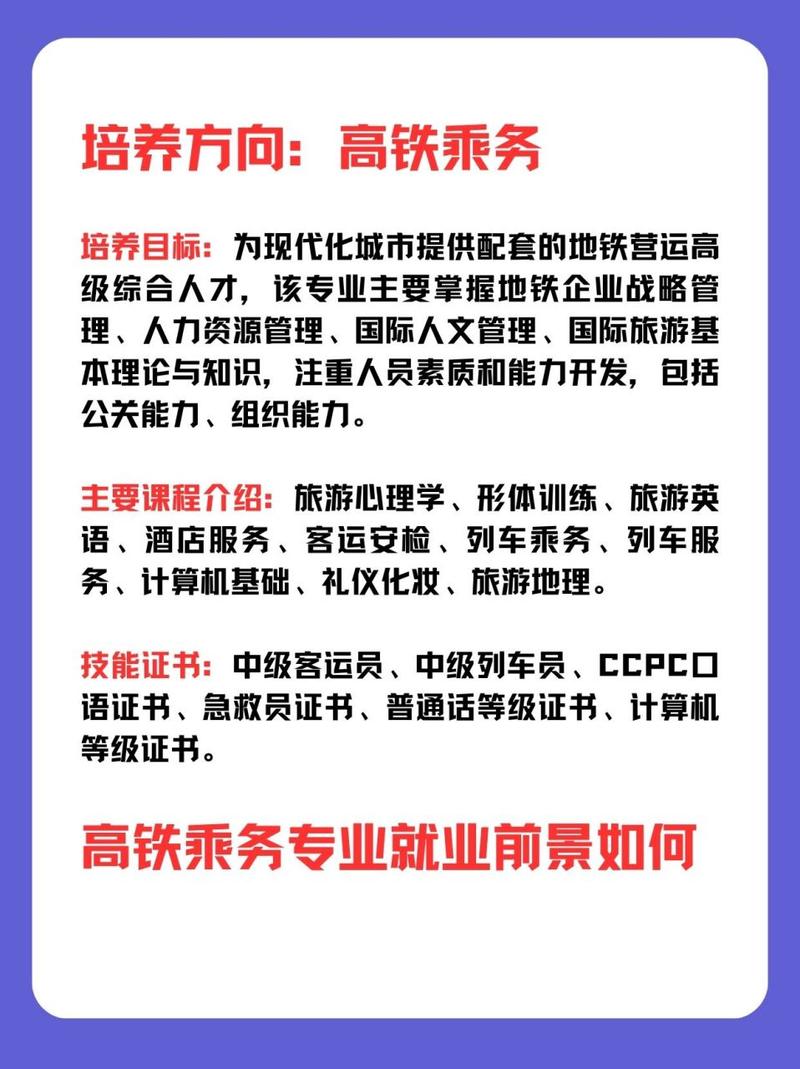 高速铁路客运乘务专业干什么的