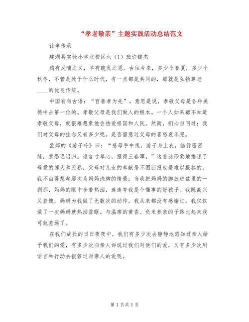 孝老敬亲事迹材料
