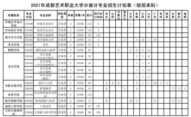 四川艺术职业学院专业代码