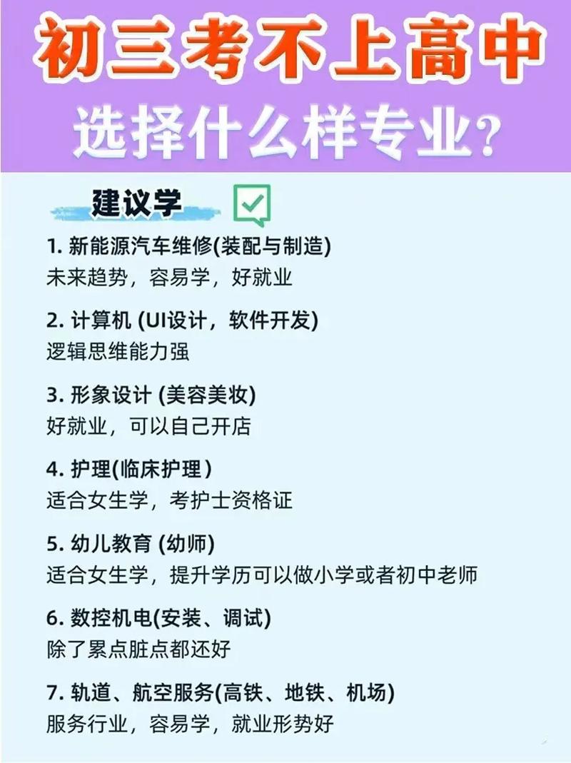 初三学生考不上高中读什么专业好