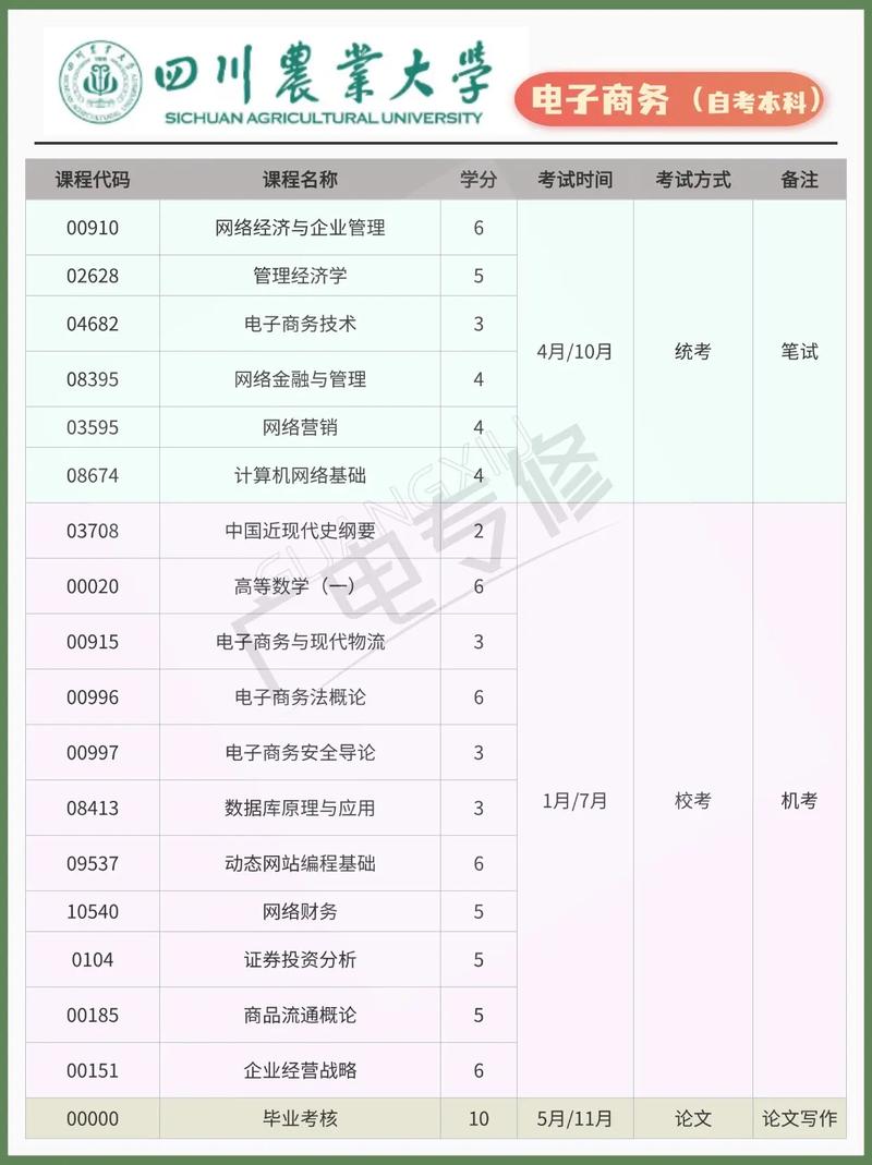 成人自考大专电子商务考什么科目?