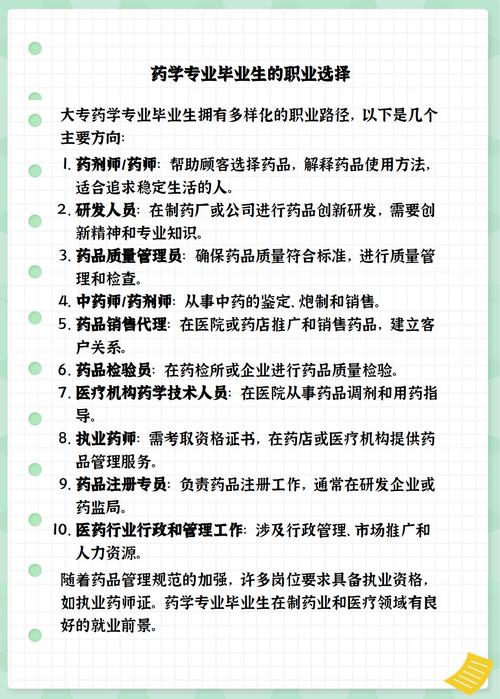 药学专业毕业可以从事什么职业