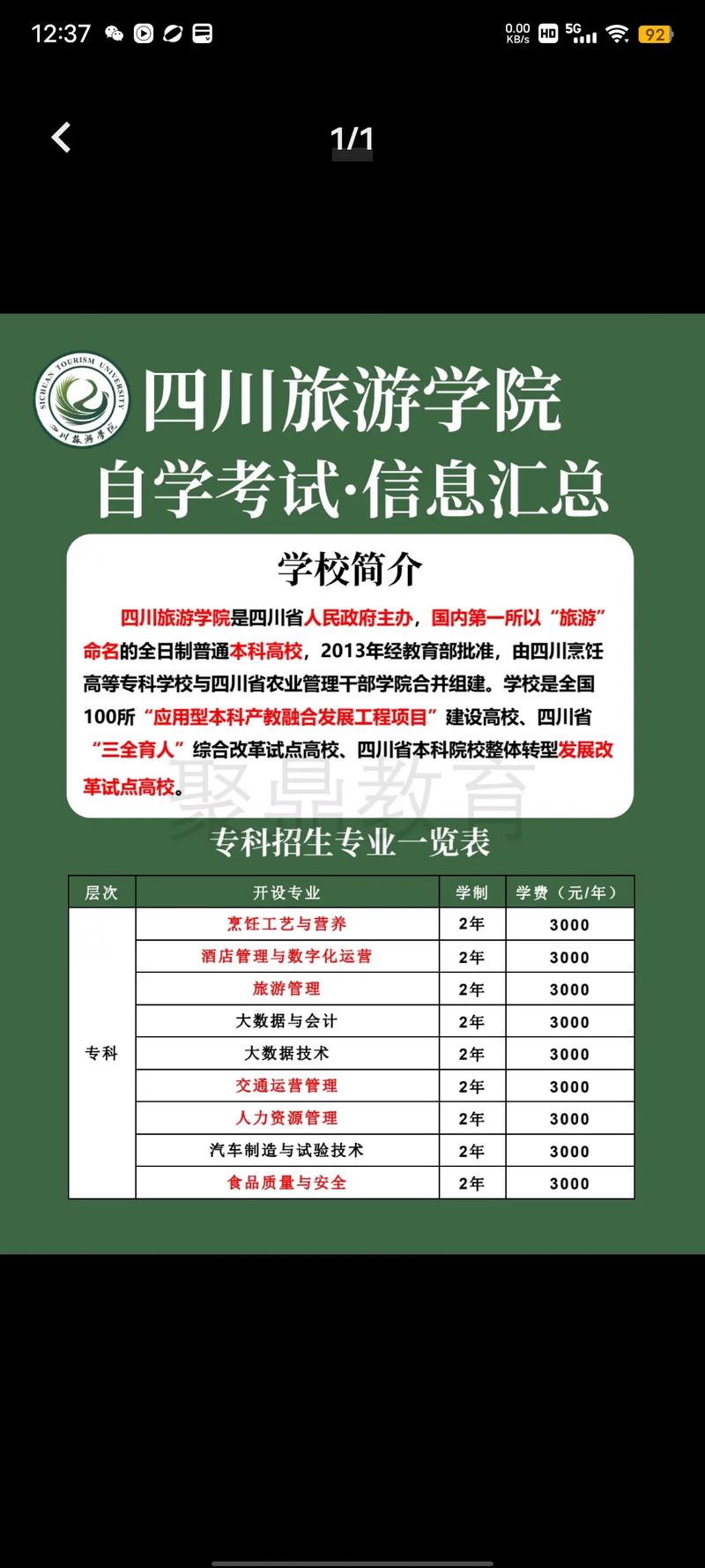四川技术监督学校招生专业有哪些?有旅游服务与管理专业吗?
